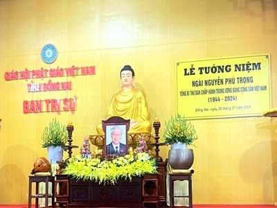 Ban Trị sự Giáo hội Phật giáo Việt Nam (GHPGVN) tỉnh Đồng Nai tổ chức lễ tưởng niệm Tổng Bí thư Nguyễn Phú Trọng